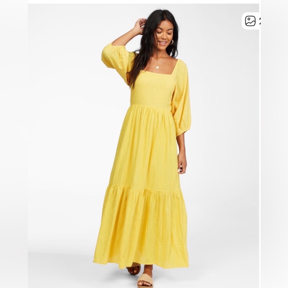 Billabong Yellow Long Sleeve Dress